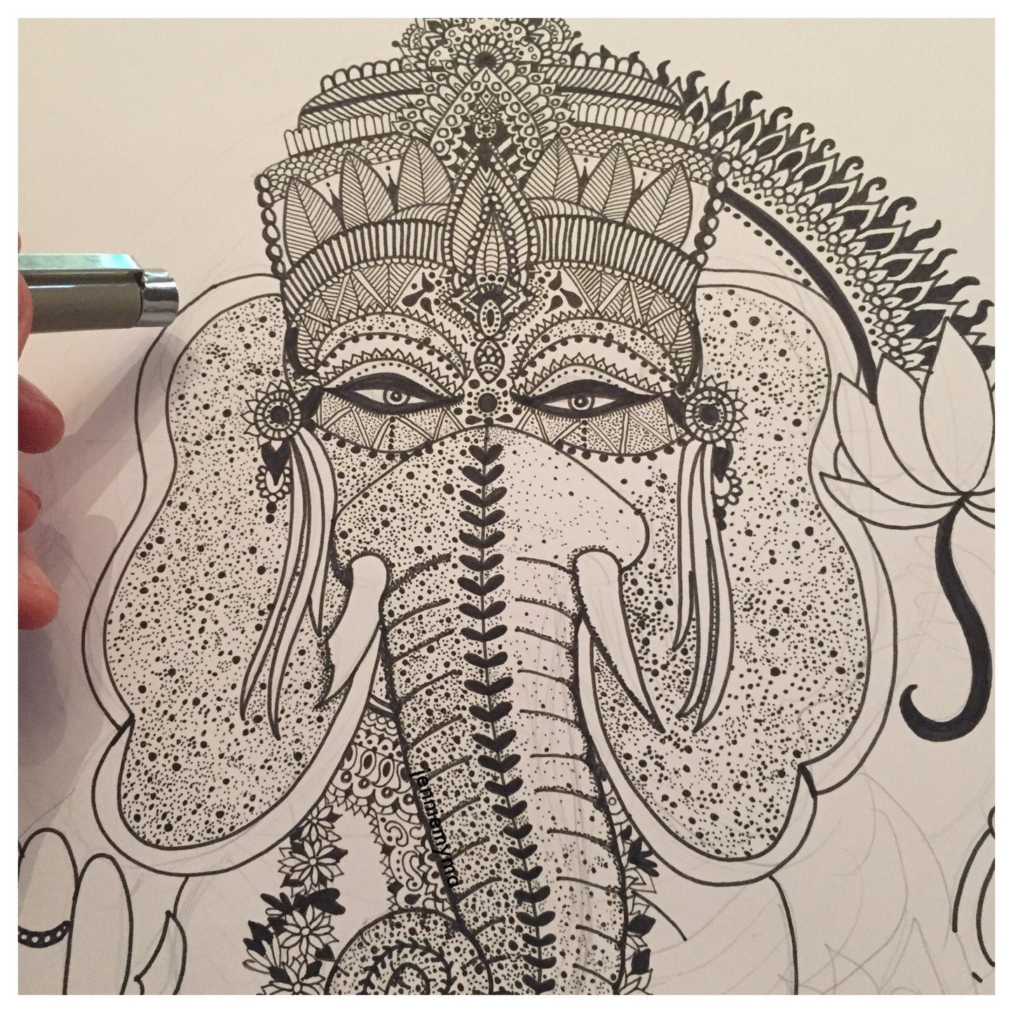 GANESH JI la Deidad Motivacional Lámina artística