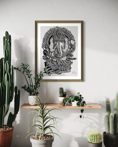 GANESH JI la Deidad Motivacional Lámina artística