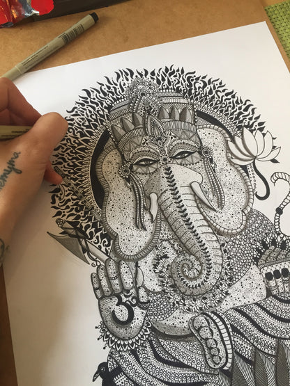 GANESH JI la Deidad Motivacional Lámina artística