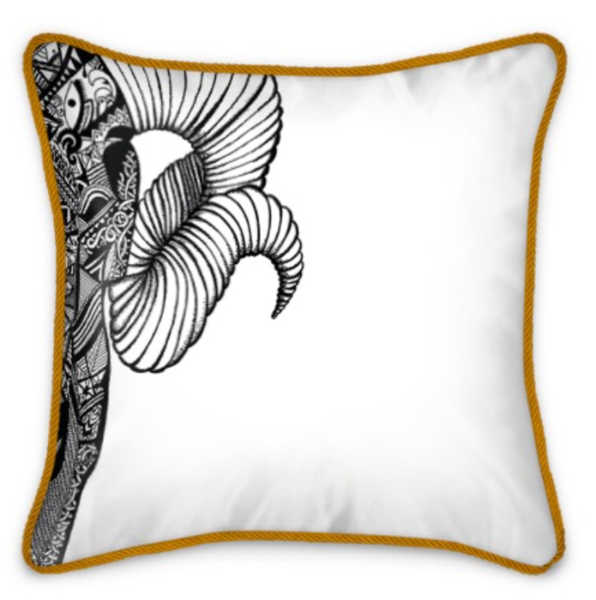 jenniemyma cushion with gold piping eco friendly aries collection white and black 